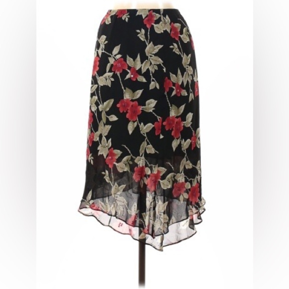 Papell Boutique Evening beaded floral silk skirt